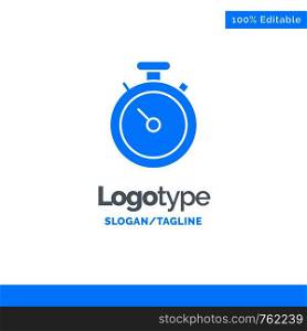 Compass, Map, Navigation, Pin Blue Solid Logo Template. Place for Tagline