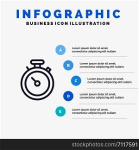 Compass, Map, Navigation, Pin Line icon with 5 steps presentation infographics Background