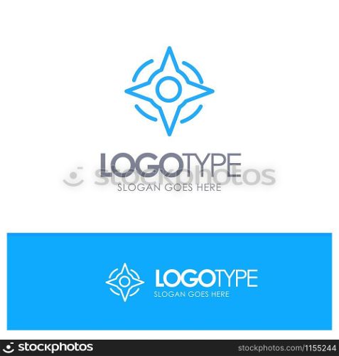 Compass, Navigation, Way Blue Outline Logo Place for Tagline