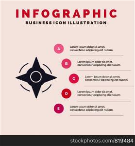 Compass, Navigation, Way Solid Icon Infographics 5 Steps Presentation Background