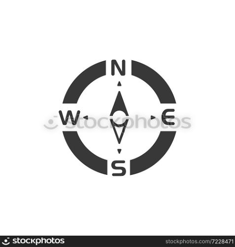 Compass. North direction. Isolated icon. Weather and map glyph vector illustration