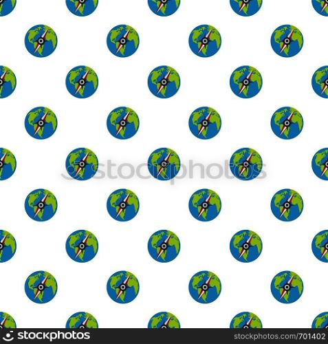 Compass on earth pattern seamless in flat style for any design. Compass on earth pattern seamless
