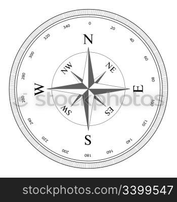 Compass rose isolated on white. Vector illustration