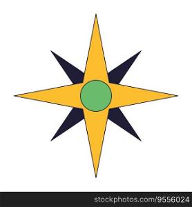 Compass rose showing direction flat line color isolated vector object. World sides. Orienteering. Editable clip art image on white background. Simple outline cartoon spot illustration for web design. Compass rose showing direction flat line color isolated vector object