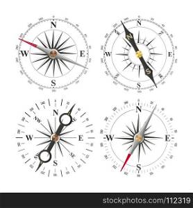 Compass Set Vector. Different Navigation Sign. Wind Rose. Isolated On White Illustration. Compass Set Vector. Different Navigation Sign. Wind Rose. Isolated Illustration