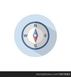 Compass south direction. Flat color icon on a circle. Weather vector illustration