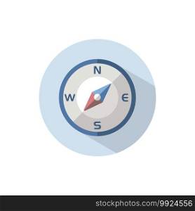Compass south west direction. Flat color icon on a circle. Weather vector illustration