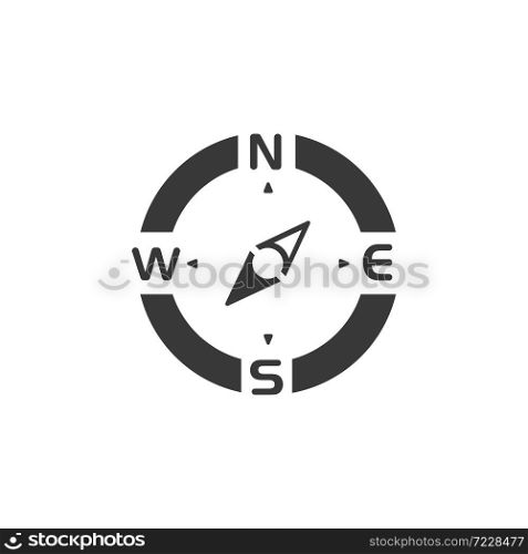 Compass. South west direction. Isolated icon. Weather and map glyph vector illustration