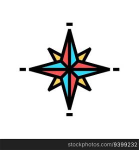compass tattoo art vintage color icon vector. compass tattoo art vintage sign. isolated symbol illustration. compass tattoo art vintage color icon vector illustration