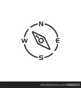 Compass thin line icon. North west direction. Isolated outline weather vector illustration