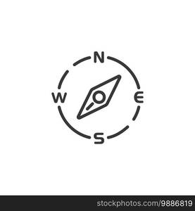 Compass thin line icon. South west direction. Isolated outline weather vector illustration