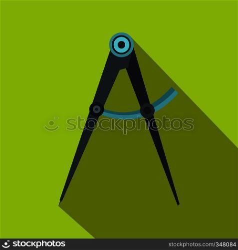 Compass tool icon in flat style on a green background. Compass tool icon, flat style