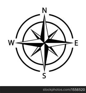 Compass vector icon. Navigation and orientation, sign flat symbol. Black illustration on white background.. Compass vector icon. Navigation and orientation, sign flat symbol.
