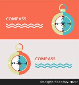 Compass. Vector illustration of icon with place for text. Isolated.