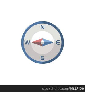 Compass west direction. Flat color icon. Isolated weather vector illustration