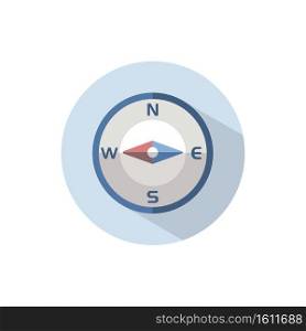 Compass west direction. Flat color icon on a circle. Weather vector illustration