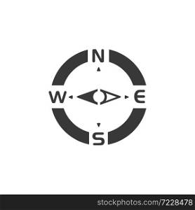 Compass. West direction. Isolated icon. Weather and map glyph vector illustration