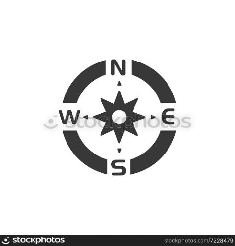 Compass. Wind rose sign. Isolated icon. Weather and map glyph vector illustration