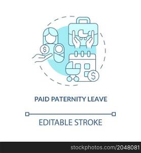 Compensated paternity leave concept icon. Fathers vacation for family reasons abstract idea thin line illustration. Isolated outline drawing. Editable stroke. Roboto-Medium, Myriad Pro-Bold fonts used. Compensated paternity leave concept icon