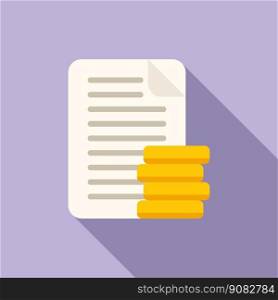 Compensation document icon flat vector. Business money. Payment fund. Compensation document icon flat vector. Business money