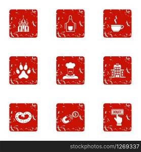 Compensation icons set. Grunge set of 9 compensation vector icons for web isolated on white background. Compensation icons set, grunge style