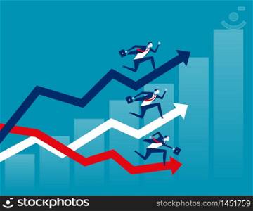 Competition, Business running on diagrams, Concept business vector illustration, Flat business cartoon design, Teamwork.