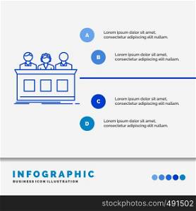 competition, contest, expert, judge, jury Infographics Template for Website and Presentation. Line Blue icon infographic style vector illustration. Vector EPS10 Abstract Template background