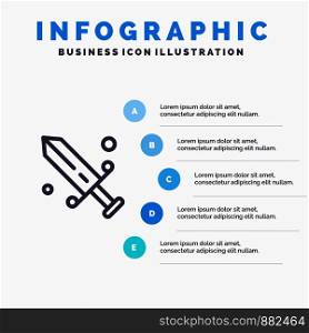 Competition, Fencing, Mask, Olympic Line icon with 5 steps presentation infographics Background