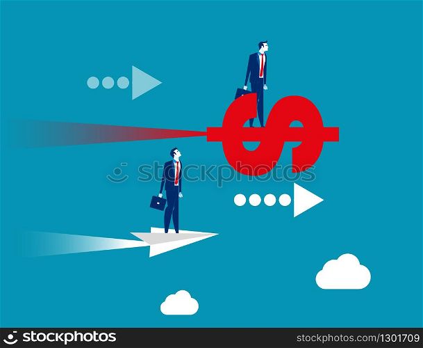 Competition for business people. Concept business strategy vector illustration. Flat business cartoon, Money, Currency, Dollar sign.