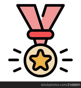 Competition medal icon. Outline competition medal vector icon color flat isolated. Competition medal icon color outline vector