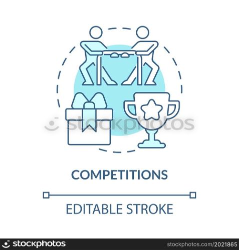 Competition promo concept icon. Advertising campaign boosting customer engagement. Marketing strategy abstract idea thin line illustration. Vector isolated outline color drawing. Editable stroke. Competition promo concept icon