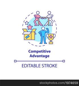Competitive advantage concept icon. Leadership in production. Leading company. Business model abstract idea thin line illustration. Vector isolated outline color drawing. Editable stroke. Competitive advantage concept icon
