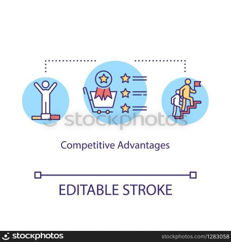 Competitive advantages concept icon. Competitors rivalry idea thin line illustration. Loyalty programs and customers services providing. Vector isolated outline RGB color drawing. Editable stroke
