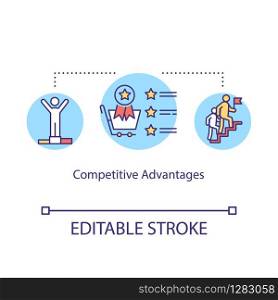 Competitive advantages concept icon. Competitors rivalry idea thin line illustration. Loyalty programs and customers services providing. Vector isolated outline RGB color drawing. Editable stroke