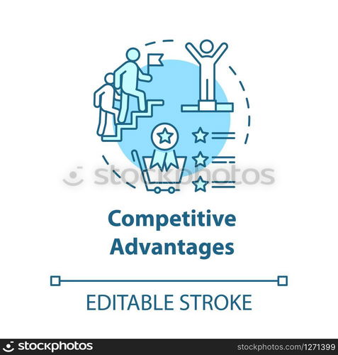 Competitive advantages concept icon. Corporate leadership. Challenge victory. Business strategy idea thin line illustration. Vector isolated outline RGB color drawing. Editable stroke