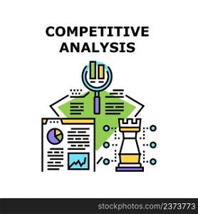 Competitive Analysis Vector Icon Concept. Competitive Analysis And Researching Financial Infographic And Annual Finance Report. Accountant Professional Occupation Business Color Illustration. Competitive Analysis Vector Concept Illustration