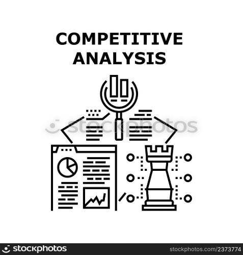 Competitive Analysis Vector Icon Concept. Competitive Analysis And Researching Financial Infographic And Annual Finance Report. Accountant Professional Occupation Business Black Illustration. Competitive Analysis Vector Concept Illustration