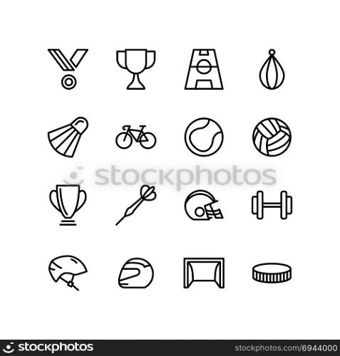 Competitive games, medal and sports icon set