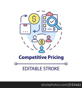 Competitive pricing concept icon. Price optimization abstract idea thin line illustration. Regulating competition. Isolated outline drawing. Editable stroke. Roboto-Medium, Myriad Pro-Bold fonts used. Competitive pricing concept icon