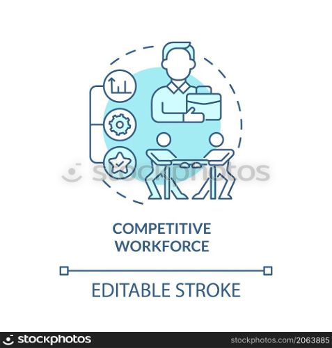 Competitive workforce turquoise concept icon. Business in Singapore abstract idea thin line illustration. Isolated outline drawing. Editable stroke. Roboto-Medium, Myriad Pro-Bold fonts used. Competitive workforce turquoise concept icon