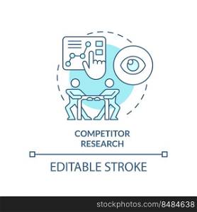 Competitor research turquoise concept icon. SEO tests. Content design analytics abstract idea thin line illustration. Isolated outline drawing. Editable stroke. Arial, Myriad Pro-Bold fonts used. Competitor research turquoise concept icon