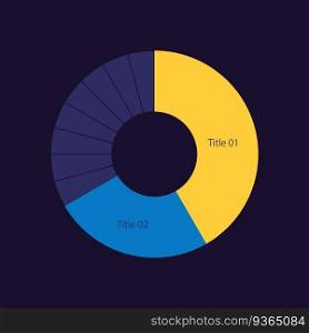 Competitors revenue comparison circle infographic design template for dark theme. Market analysis. Editable pie chart with sectors. Visual data presentation. Myriad Pro-Regular font used. Competitors revenue comparison circle infographic design template for dark theme