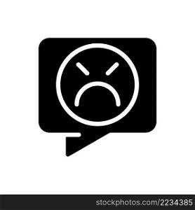 Complaint black glyph icon. Negative feedback on service and product. Dissatisfied customer. Online shopping. Silhouette symbol on white space. Solid pictogram. Vector isolated illustration. Complaint black glyph icon