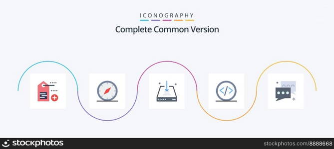 Complete Common Version Flat 5 Icon Pack Including bubble. programming. arrow. development. code