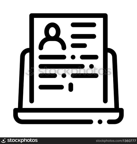 complete computer information about person icon vector. complete computer information about person sign. isolated contour symbol illustration. complete computer information about person icon vector outline illustration