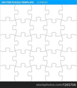 Complete puzzle / jigsaw template for print (25 pieces)
