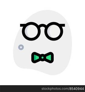 Complete retro look with spectacles and bowtie.