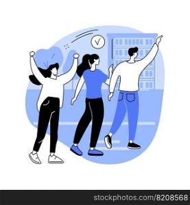 Complete tasks isolated cartoon vector illustrations. Group of young friends take part in city scavenger hunt, people urban lifestyle, find a quest solution, recreation day vector cartoon.. Complete tasks isolated cartoon vector illustrations.