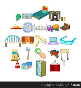 Completion of construction icons set. Cartoon set of 25 completion of construction vector icons for web isolated on white background. Completion of construction icons set, cartoon style