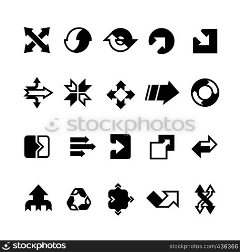 Complex business transition, transform arrows and paths vector icons. Business arrow transition interface collection illustration. Complex business transition, transform arrows and paths vector icons